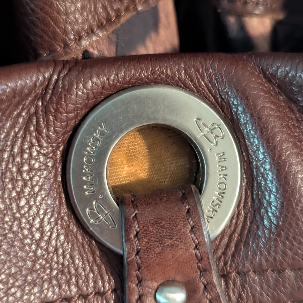 B. Makowsky Rich Brown Leather Bag - Picture 6 of 7